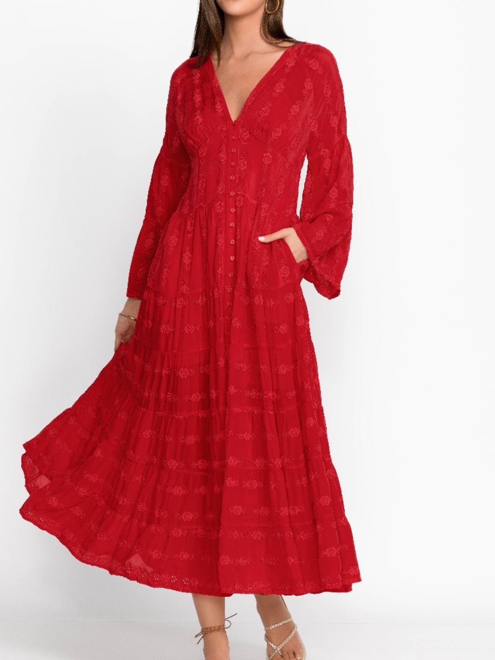 Johnny Was Bonnie Adenium Dress Red Size Large - Picture 2 of 9